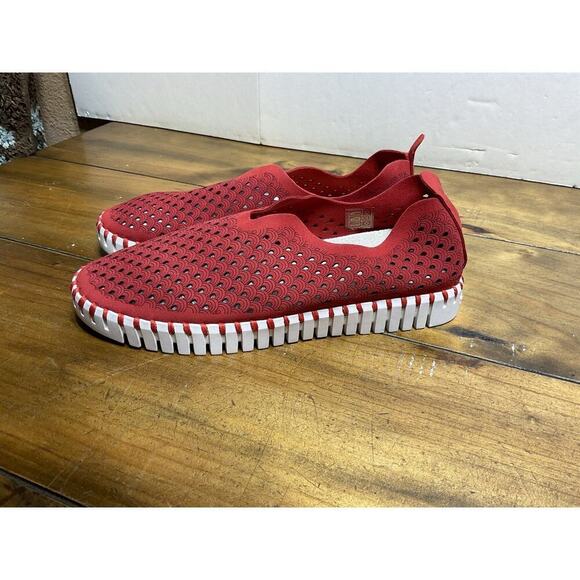 Ilse Jacobsen Tulip 3373 Platform Deep Red Slip-on Women's EU 38 US 7.5